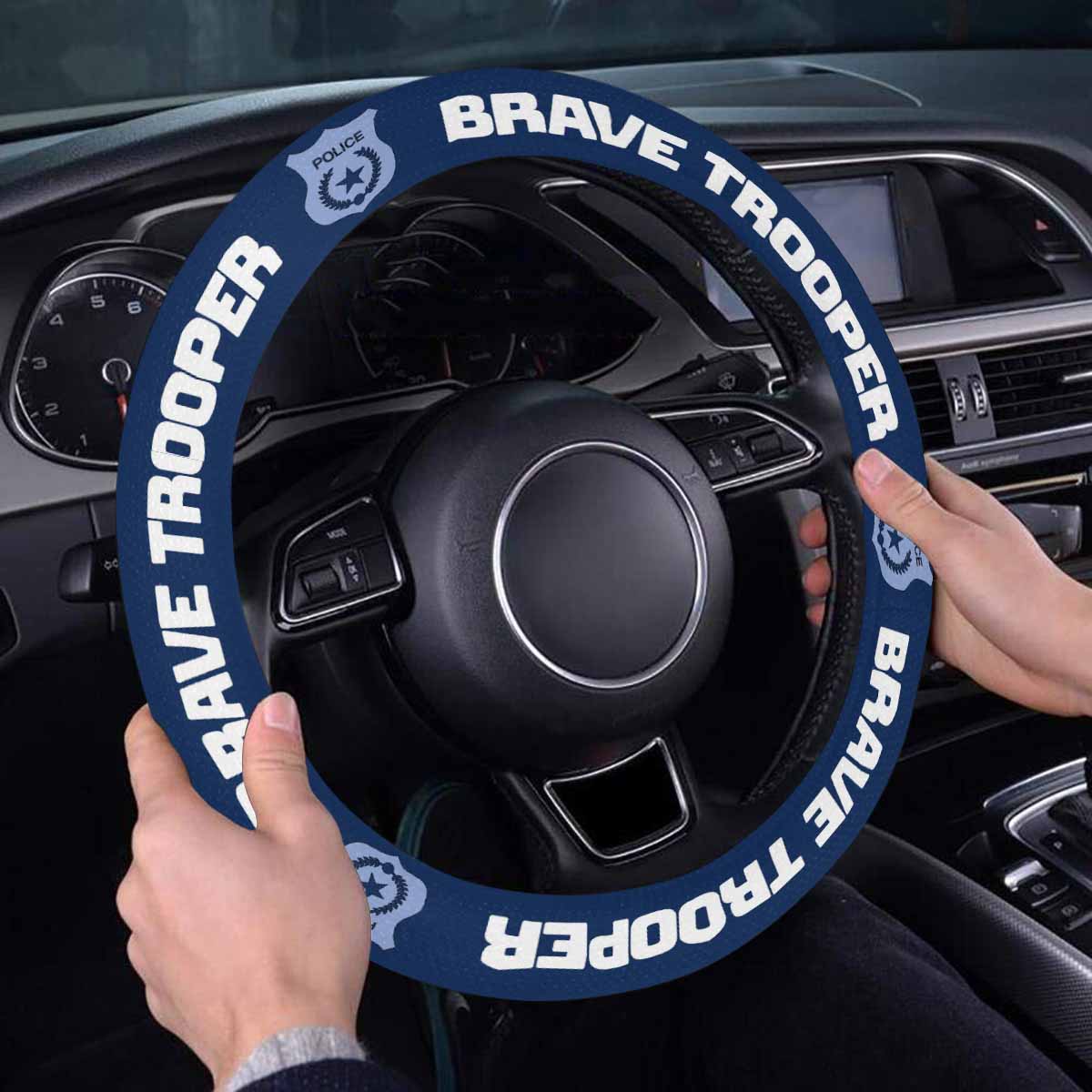 Brave Trooper Policeman Steering Wheel Cover With Anti-Slip Insert Autozendy